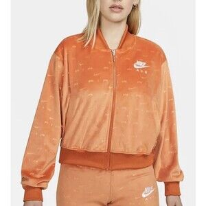 Women`s Nike Air Velour Jacket Full Zip Orange Soft Cozy DD5449-816 Medium NWT